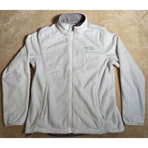 The North Face Osito White Full Zip Fleece Jacket Womens L High Pile Raschel